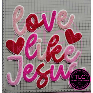 Love Like Jesus Pink and Red Chenille Patch – Faith Iron-On / Sew-On Applique