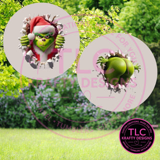 Grinch Crashing Through 10” Wind Spinner – Christmas Humor Sublimated Metal Yard Décor CK