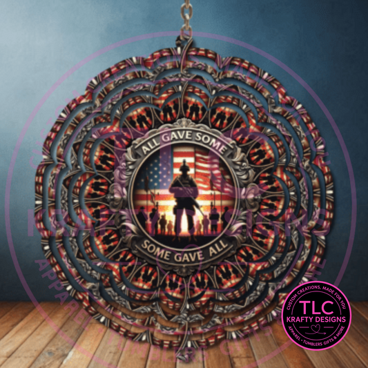 Some Gave All Patriotic Wind Spinner – 10” Double-Sided Metal Decor CK