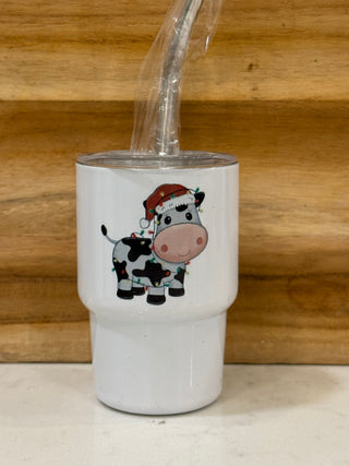 Christmas cow 3oz mini shot glass