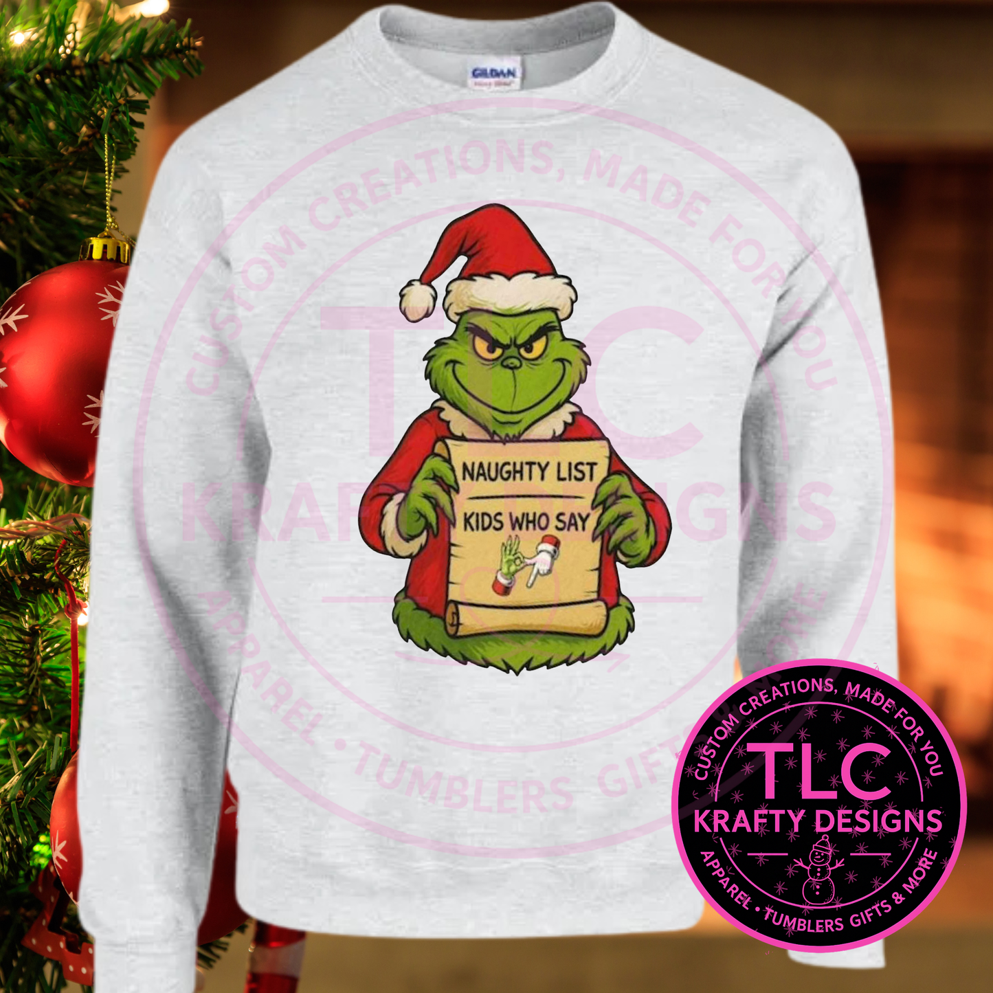 Naughty List "6 7" Sweatshirt - Holiday Humor Crew Neck or Hoodie CK