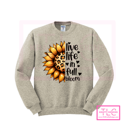 Live Life in Full Bloom – Sunflower Leopard Print Sweatshirt