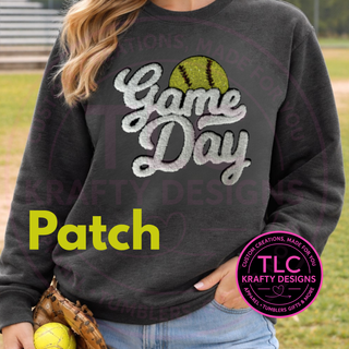 Game Day Softball Chenille Patch Sweatshirt – Crewneck or Hoodie