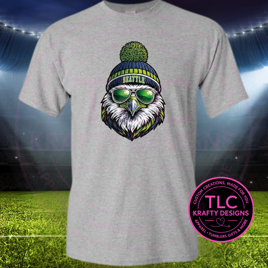 Seattle Football Hawk Beanie Graphic – Seattle Sports T-Shirt or Sweatshirt