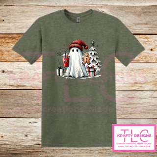 Ghostmas Holiday T-Shirt – Cute Ghost Christmas Long or Short Sleeve Tee CK