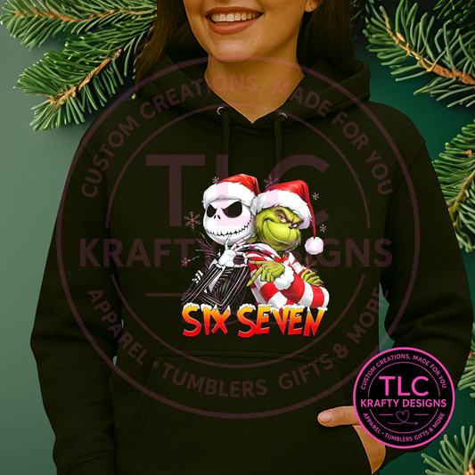 Jack and Grinch "6 7" Sweatshirt - Holiday Humor Crew Neck or Hoodie CK