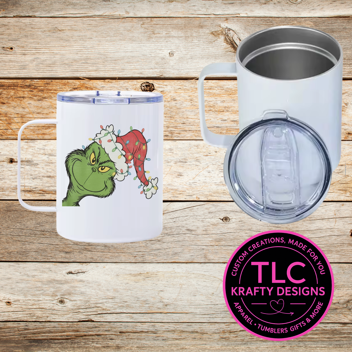 Green Man with Santa Hat Mug - 12oz Travel Mug With Lid CK