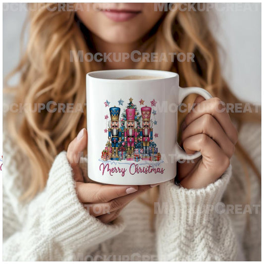 Nutcracker Christmas Mug – 12oz Travel Mug with Lid, Holiday Coffee Cup