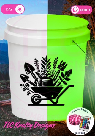 Gardening Tools Light Up Bucket, Garden Lover LED Bucket, Gardener Gift, Outdoor Garden Decor, Patio Glow Light, Flower Pot Bucket