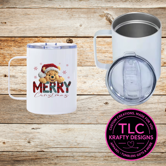 Merry Christmas Cuddly Bear Mug - 12oz Travel Mug With Lid CK