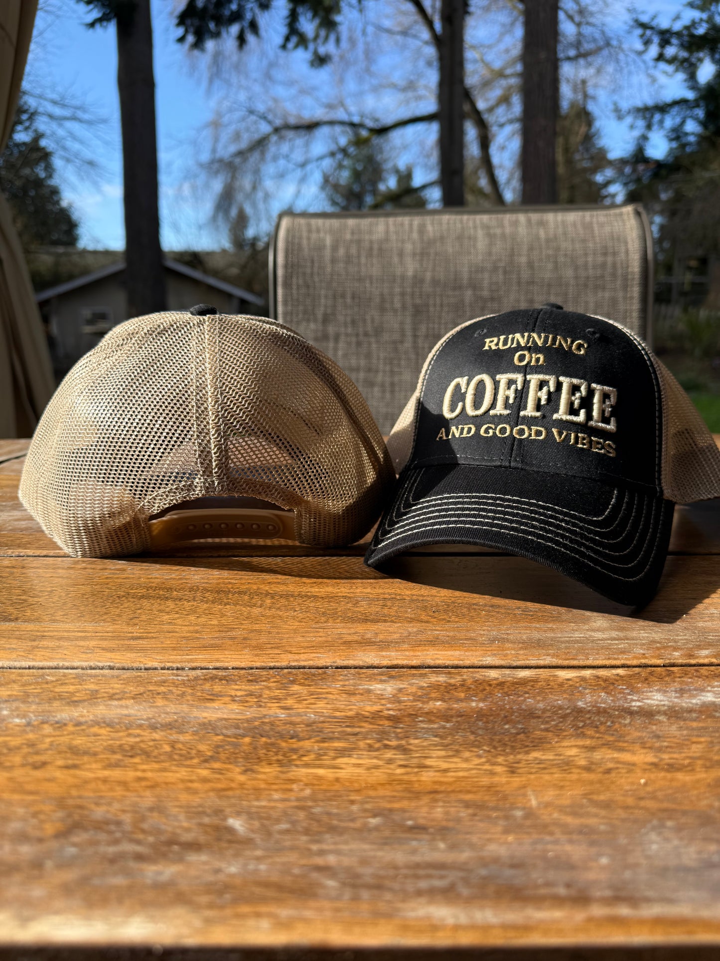 Running on Coffee and Good Vibes Embroidered Hat