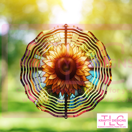 Stained Glass Sunflower Wind Spinner – Vibrant Outdoor Art