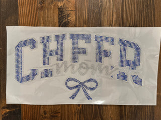 Cheer Mom Blue Rhinestone Patch Apparel - Sports and Game Day Apparel