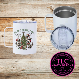 Feral Era Raccoon Trio Christmas Mug - 12oz Travel Mug With Lid CK