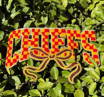 XL “Chiefs” Chenille Patch with Bow – Red & Gold