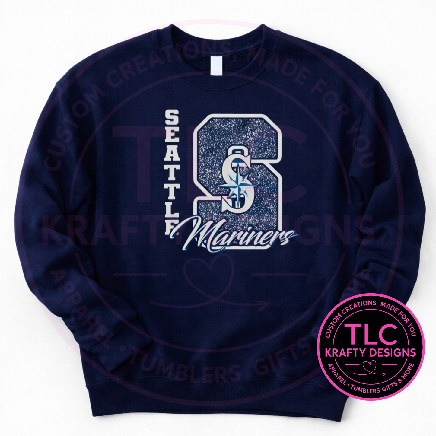Seattle Baseball “S” Script Design T-Shirt or Sweatshirt