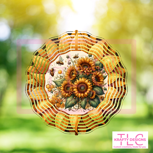 Sunflower Bouquet & Bees Wind Spinner – Garden Décor