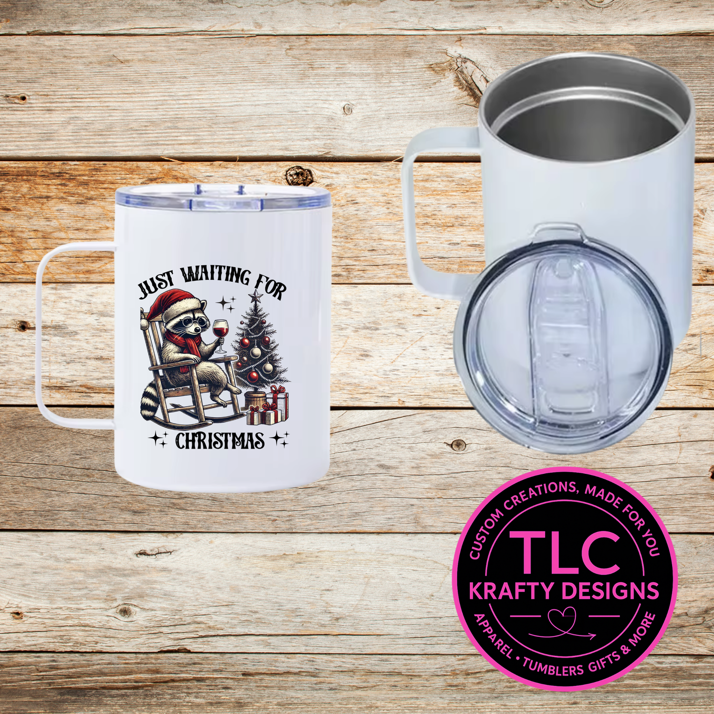 Waiting for Christmas Raccoon Mug - 12oz Travel Mug With Lid CK