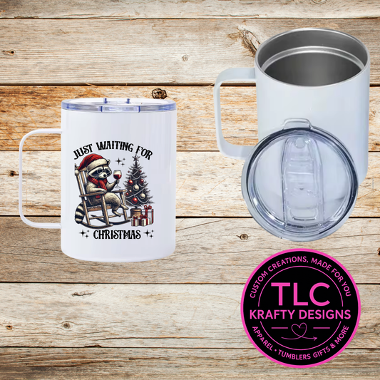 Waiting for Christmas Raccoon Mug - 12oz Travel Mug With Lid CK