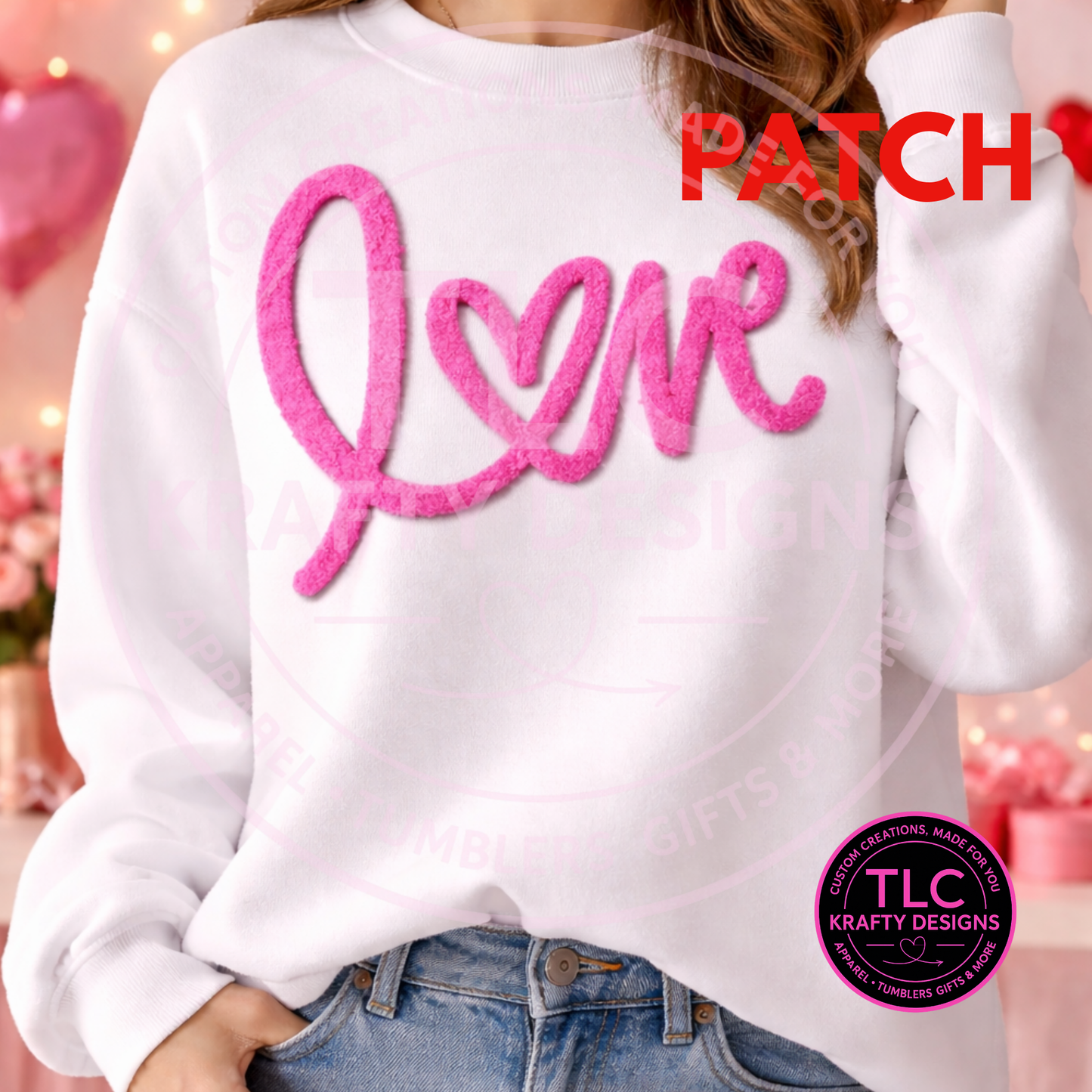 Fuzzy Chenille Love Patch – Valentine Iron-On / Sew-On Applique CK