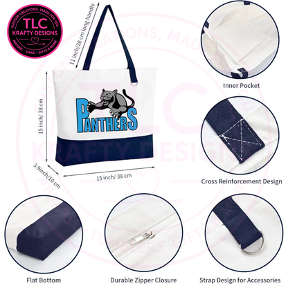 Maplewood Heights Panthers Zippered Canvas Tote Bag – School Spirit Bag
