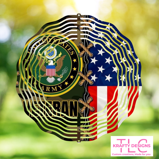 U.S. Army Veteran Wind Spinner – Patriotic Outdoor Decor