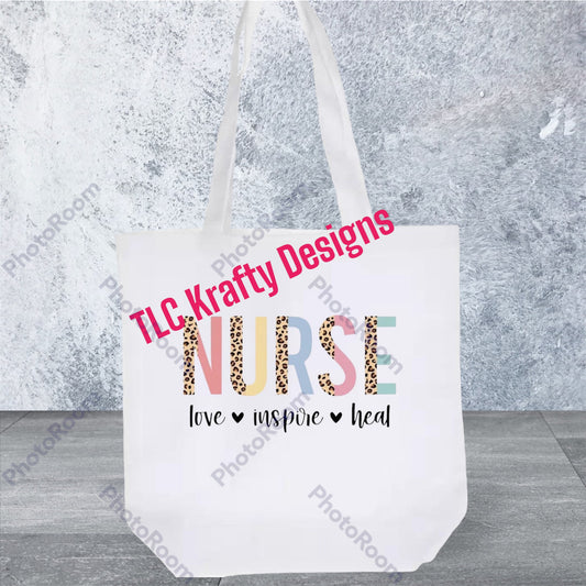 Nurse Love Inspire Heal Canvas Tote