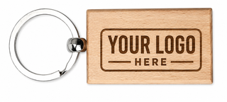 Custom Wooden Keychain – Personalized Laser Engraved Logo Keychain (Rectangle or Circle)