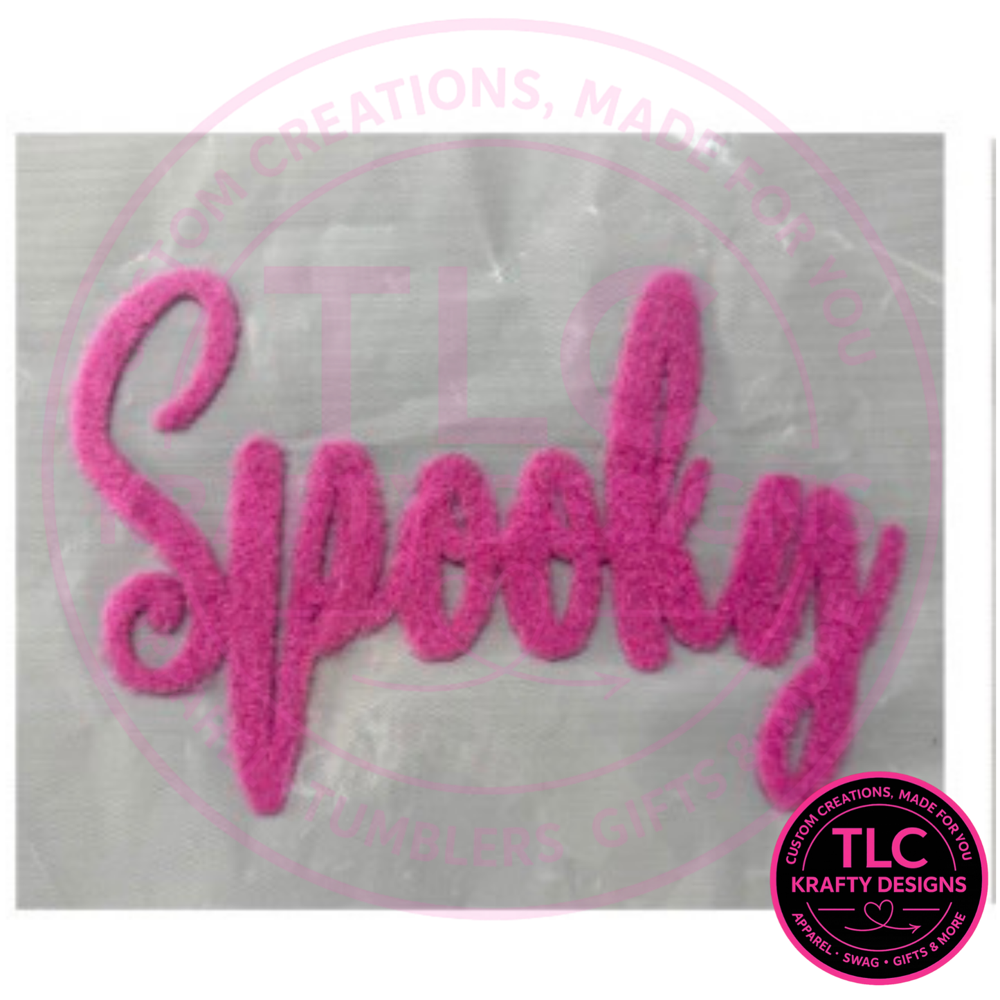 Spooky Fuzzy Iron-On Patch, Large Halloween Patch, Oversized Script Patch, Heat Press Patch for Sweatshirts, Jackets & Bags