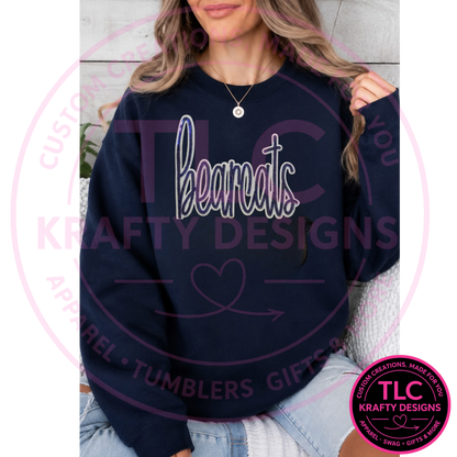 Bearcats Sequin Sweatshirt, Navy Bearcats Crewneck or Hoodie, School Spirit Game Day Sweatshirt