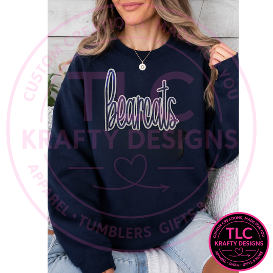 Bearcats Sequin Sweatshirt, Navy Bearcats Crewneck or Hoodie, School Spirit Game Day Sweatshirt
