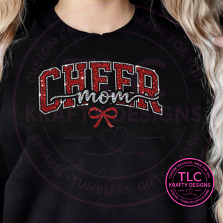 Cheer Mom Red Rhinestone Patch Apparel - Sports and Game Day Apparel