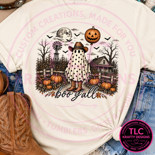 Boo Y'all Western Ghost Design – Spooky Season Graphic Apparel