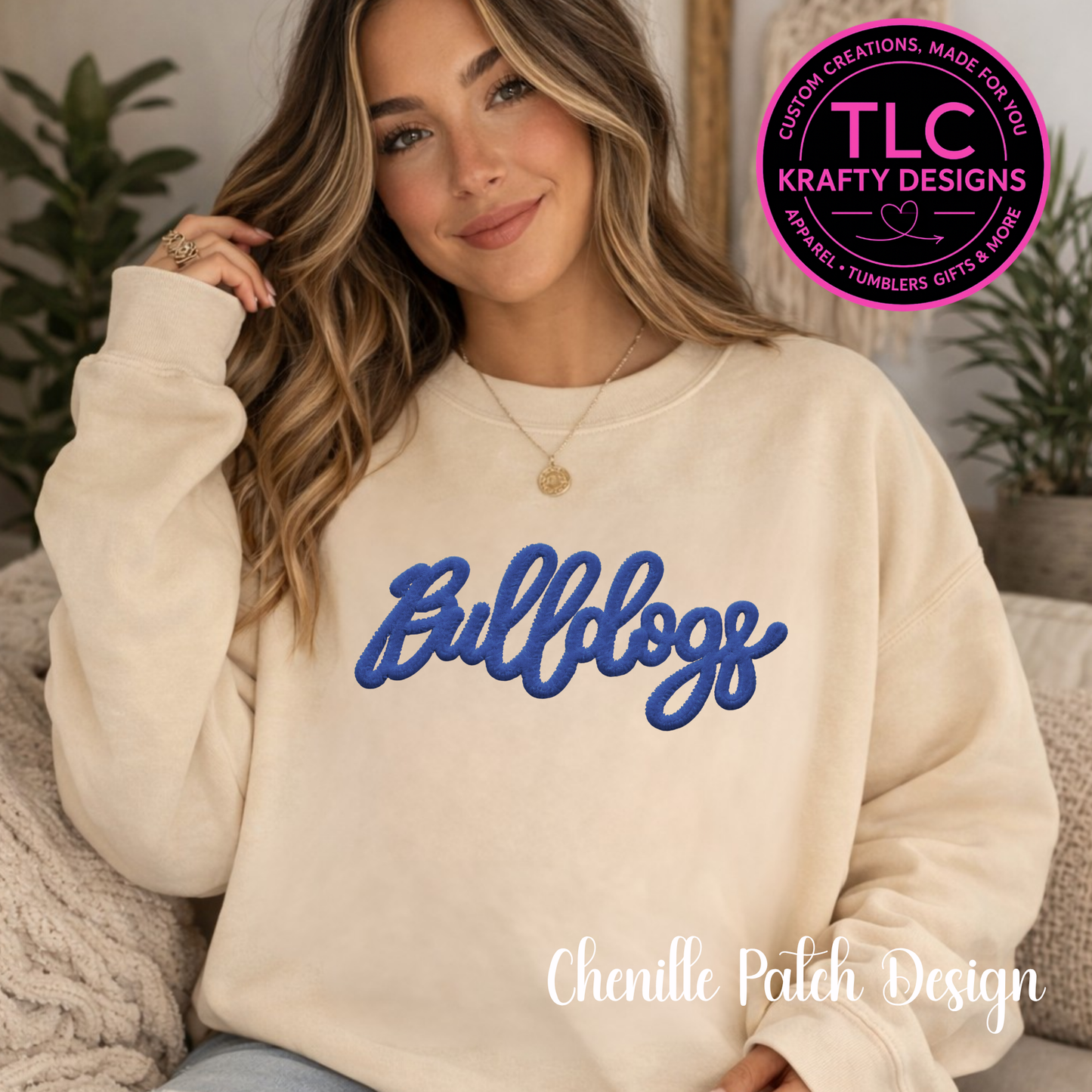 PREORDER Blue Bulldogs Fuzzy Patch, Chenille Style Patch, Custom Team Patch, Fluffy Patch