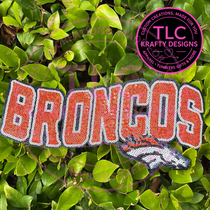 XL Denver Football Sequin Patch – Sporty Iron-On / Sew-On Applique CK