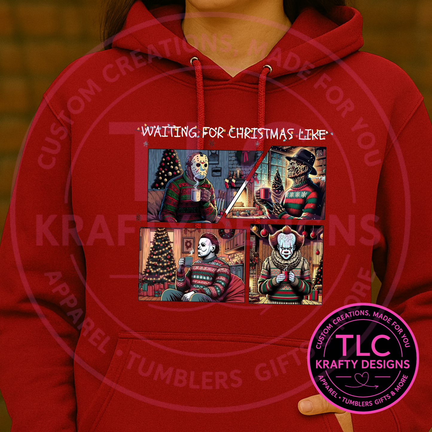 Waiting for Christmas Sweatshirt - Festively Creepy Christmas Crew Neck or Hoodie CK