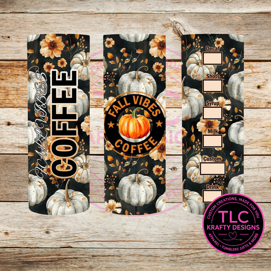 Fall Vibes Coffee Floral Pumpkin Tumbler