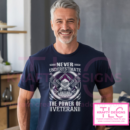 Never Underestimate the Power of a Veteran T-Shrit - Patriotic Long or Short Sleeve Tee CK