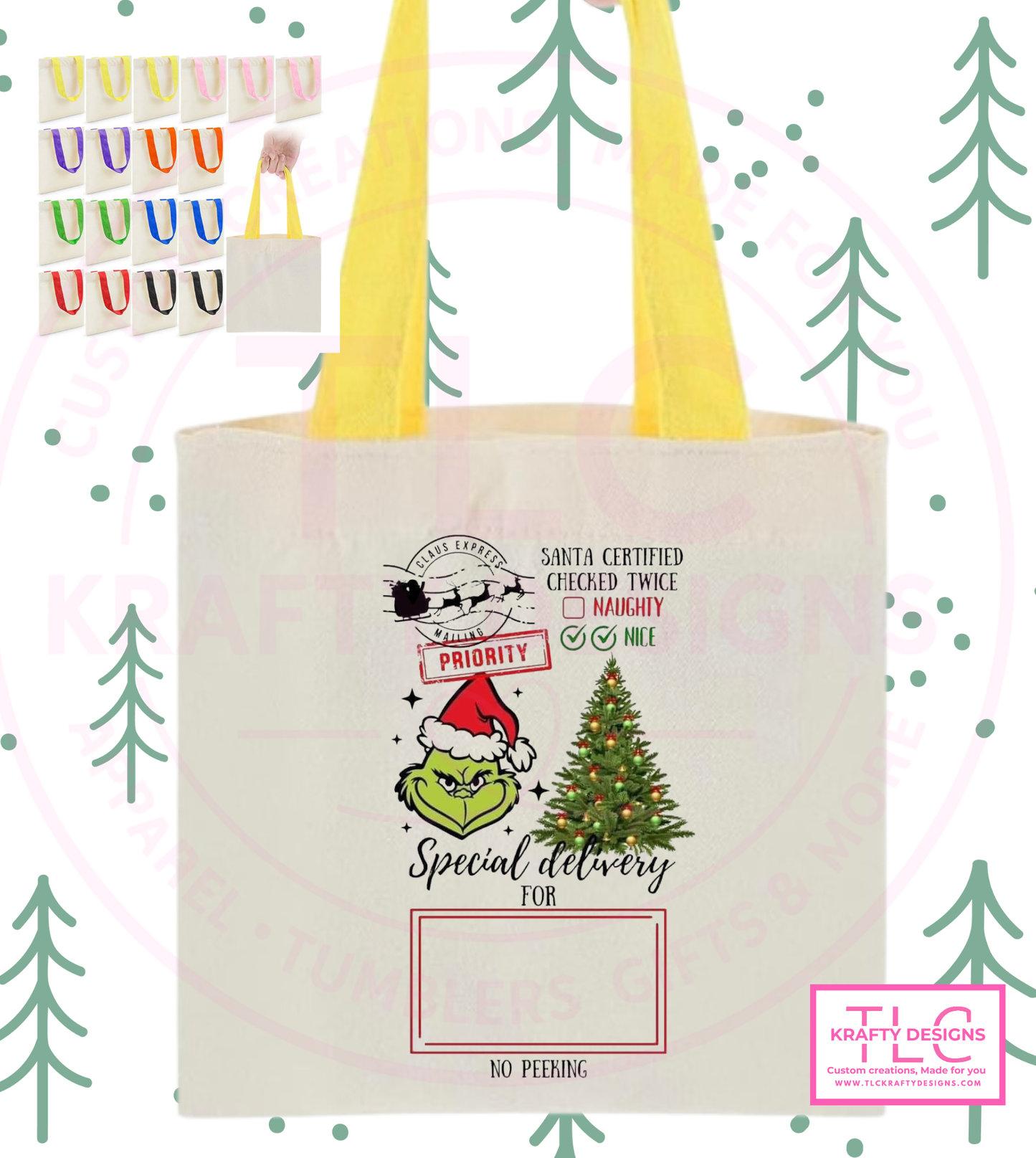 Custom Christmas Tote Bags – Personalized Kids Tote Bags in Fun Character Designs CK
