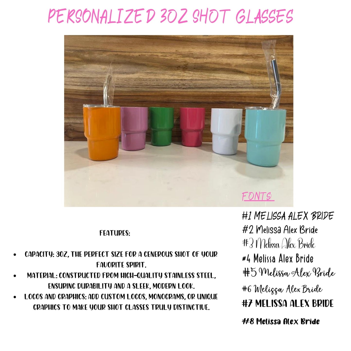 Personalized 3oz Mini Shot Glasses