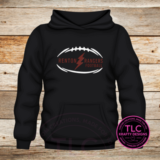 Renton Rangers Football Crimson Lightning Bolt  Sweatshirt - Custom Team Spirit Wear