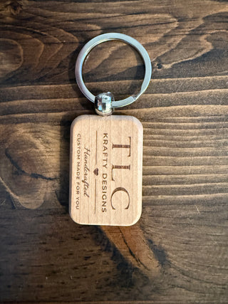 Custom Wooden Keychain – Personalized Laser Engraved Logo Keychain (Rectangle or Circle)