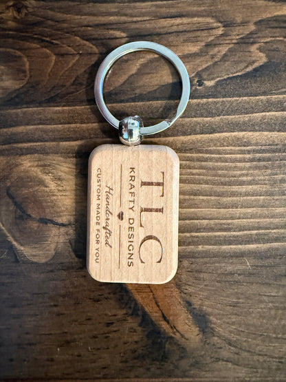 Custom Wooden Keychain – Personalized Laser Engraved Logo Keychain (Rectangle or Circle)