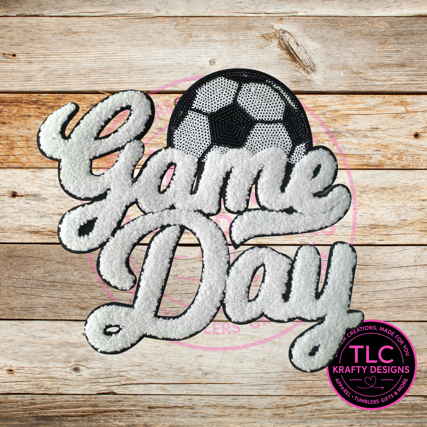 Soccer Game Day Chenille and Sequin Patch – Sporty Iron-On / Sew-On Appliqué CK