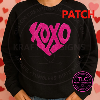 XL Fuzzy XOXO Chenille Patch – Valentine Heat Press/Iron-On Applique