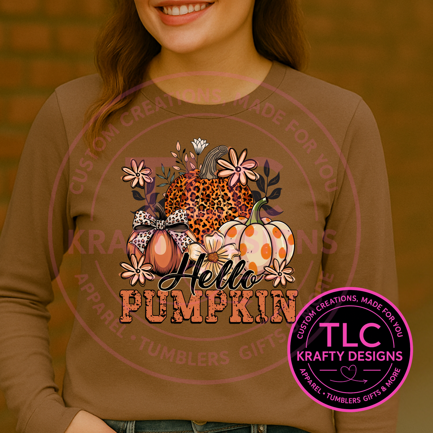 Hello Pumpkin Fall Shirt – Leopard Pumpkin Autumn Graphic short or long sleeve Tee