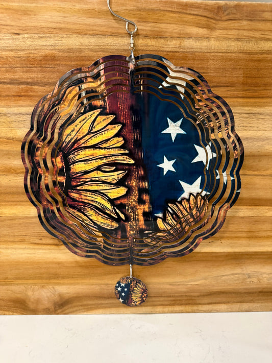 Sunflower patriotic Spinner – Vibrant Outdoor Garden Décor