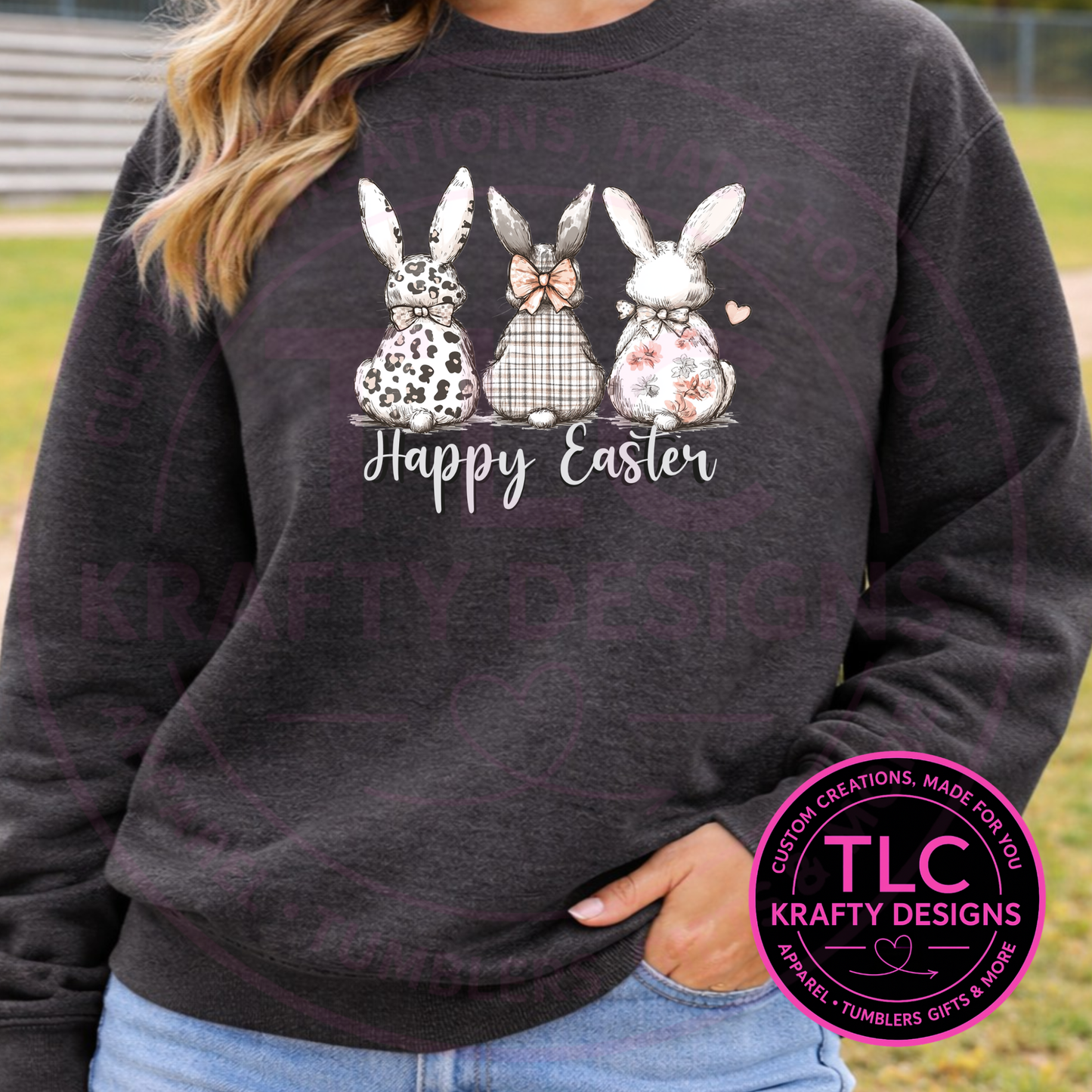Happy Easter Bunny Trio Shirt or Sweatshirt – Cute Easter Bunny Graphic
