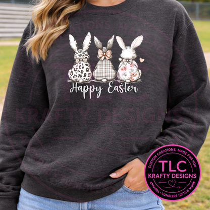 Happy Easter Bunny Trio Shirt or Sweatshirt – Cute Easter Bunny Graphic