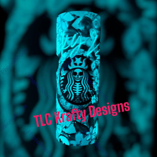 Spooky Season Floral Tumbler Blue